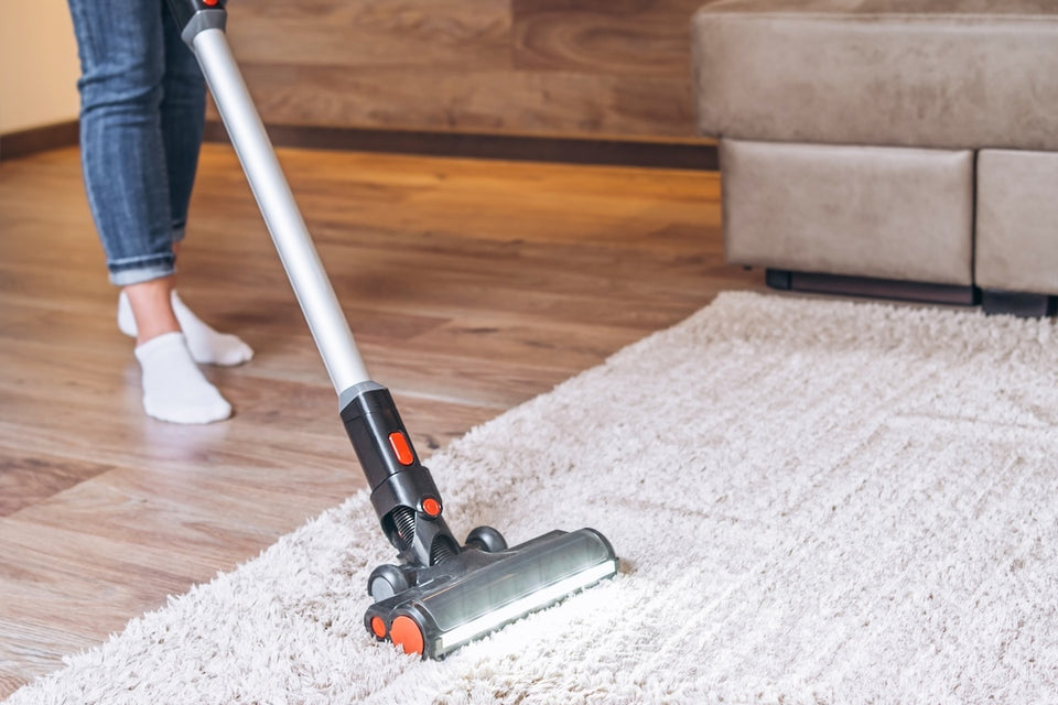a vacuum cleaner tackling a thick woven rug