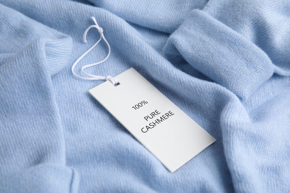 100% pale blue pure cashmere