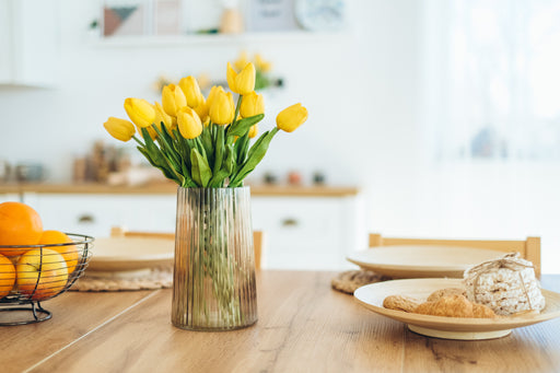Yellow Spring Tulipsin a clean kitchen