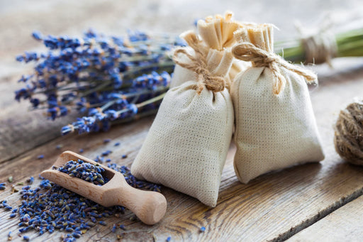 lavender bags with sprigs of lavender