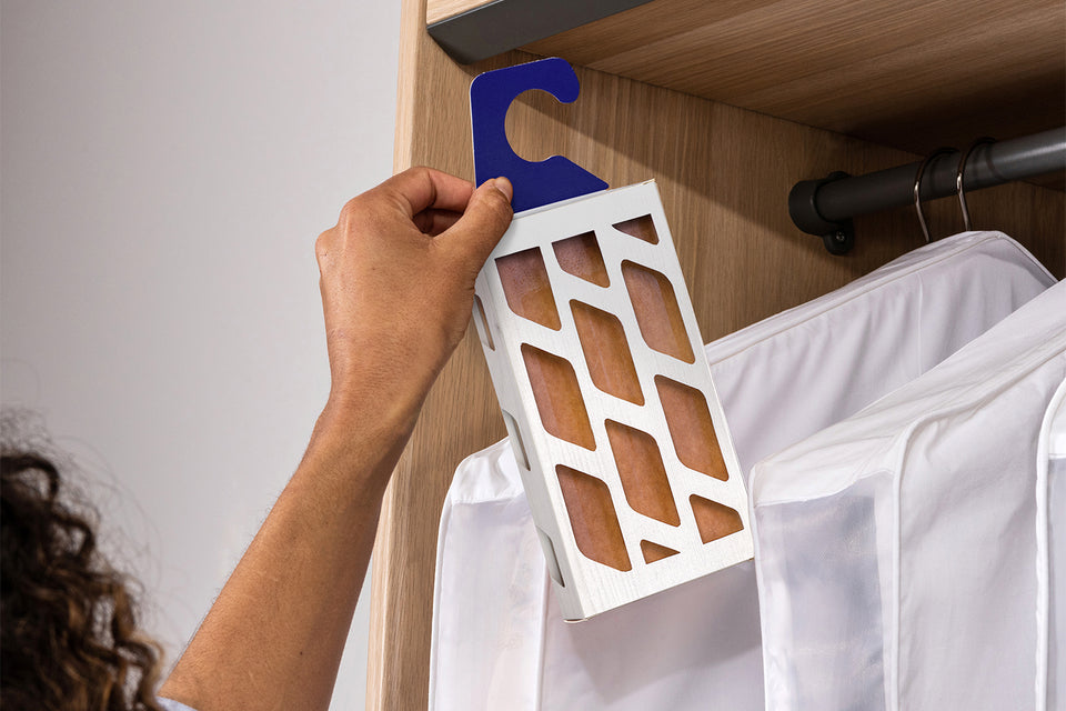 moth trap being installed in a closet