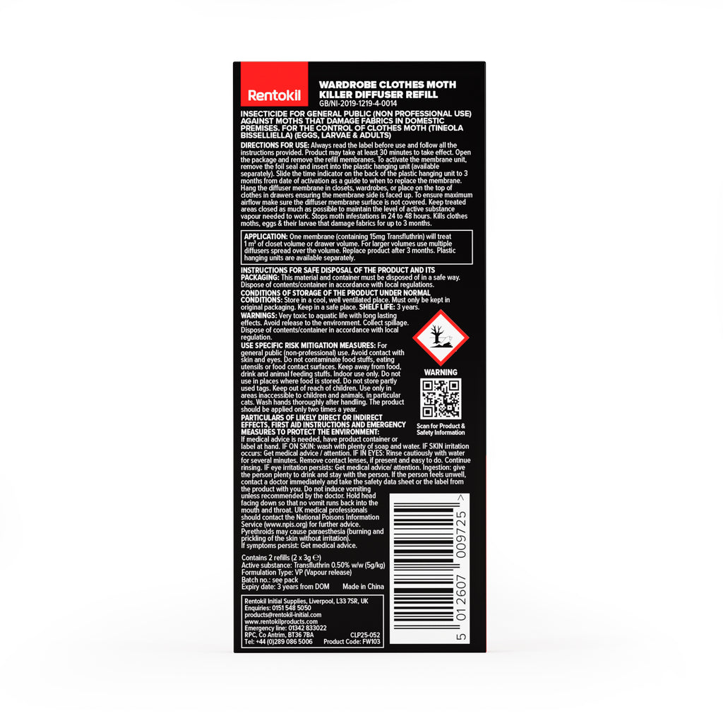 Clothes Moth Killer Diffuser Refills - 2 Pack