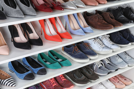 a rack full of shoes