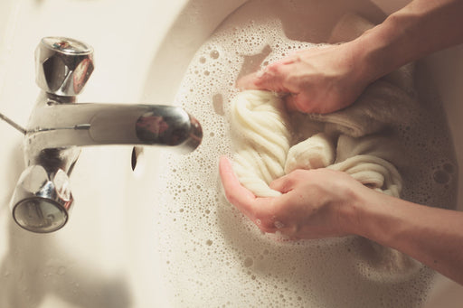 hand washing in a basin