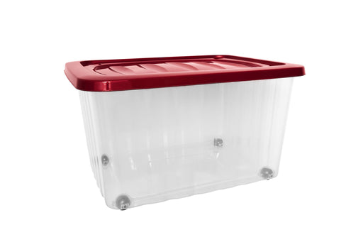 a wheeled plastic storage cart