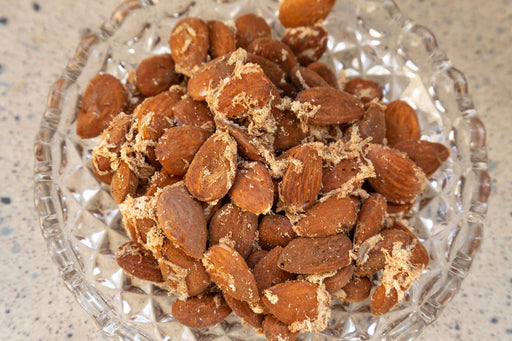 jar of almonds invaded by Pantry Moths