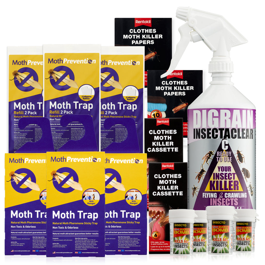 Clothes Moth Killer Kit - 6 Months Protection. Kill Moths, Larvae & Eggs